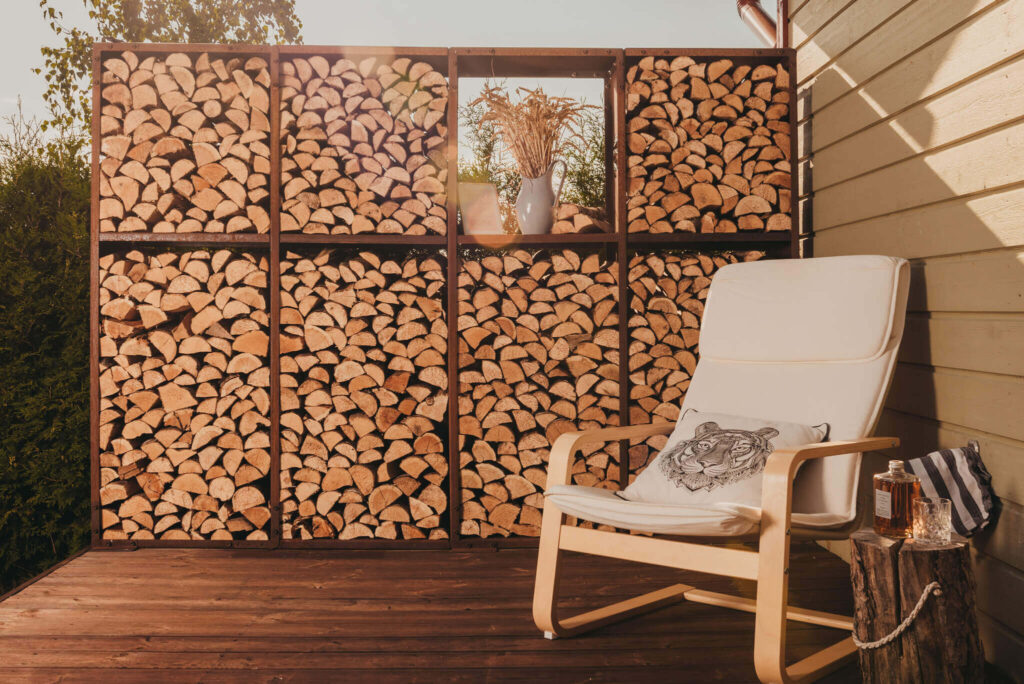 GrillSymbol Cortenstål vedförvaring WALL-L (storlek: 237 x 170 x 37 cm, består av 4 moduler)
