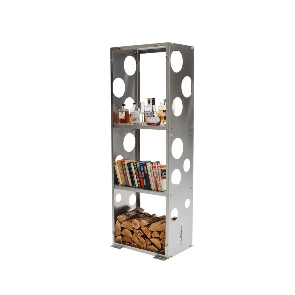 GrillSymbol vedförvaring WoodStock inox, storlek L (storlek: 60 x 37 x 170 cm)