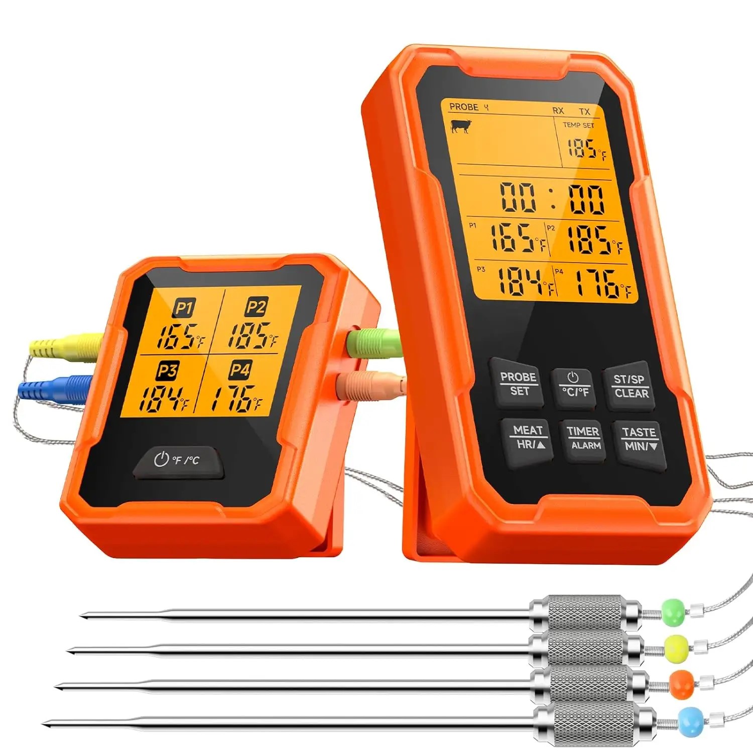 GrillSymbol Trådlös Kötttermometer med 4 Sonder – Bluetooth Grilltermometer